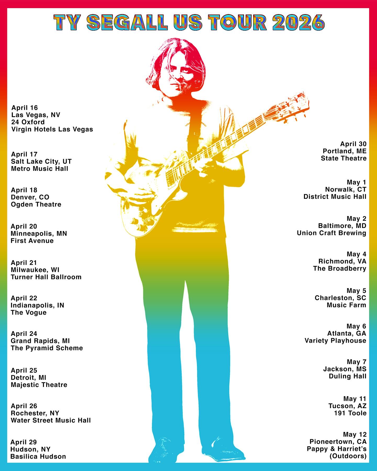Ty Segall Tour Poster 2026